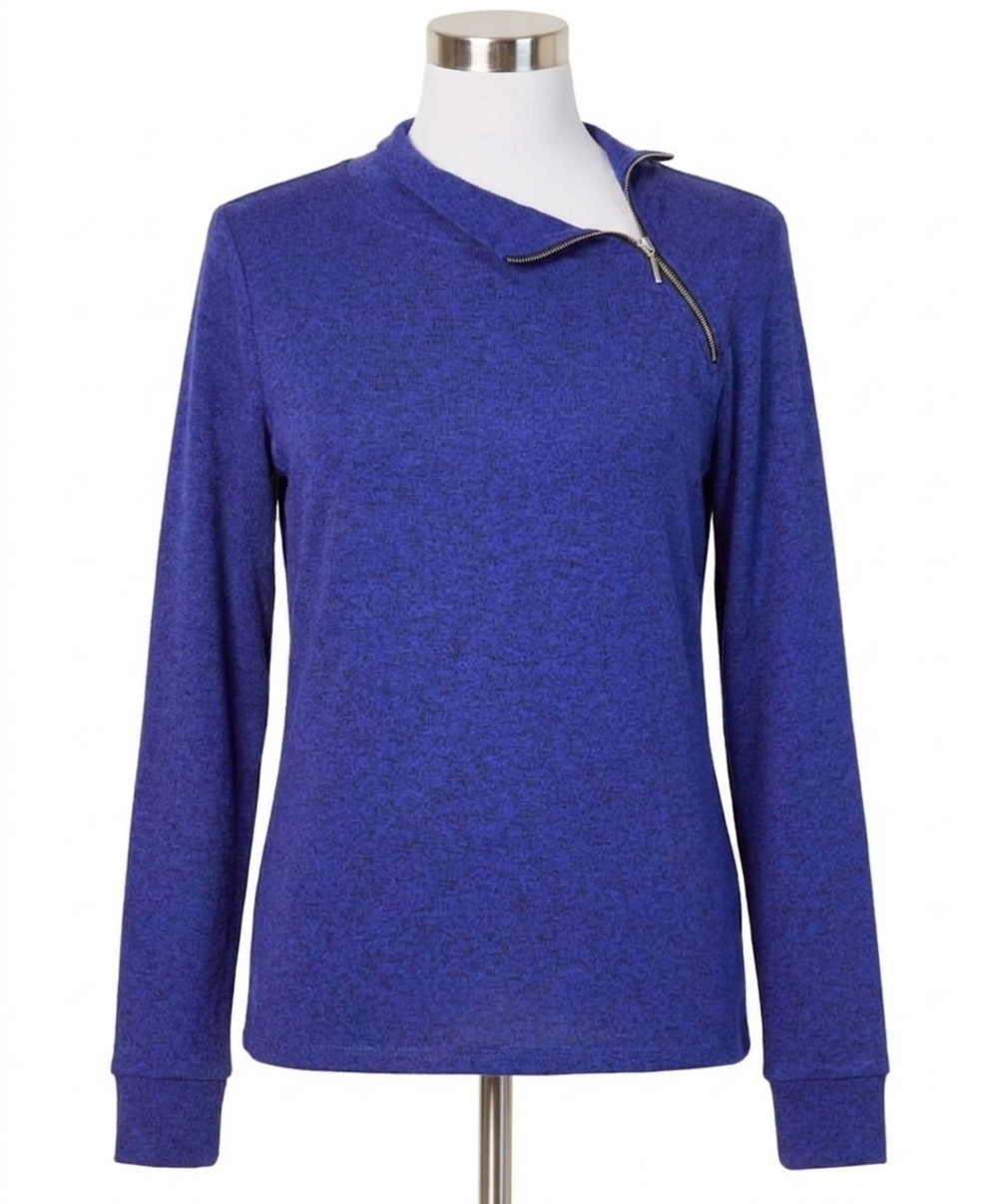 NEW FRENCH KYSS zip neck top in indigo